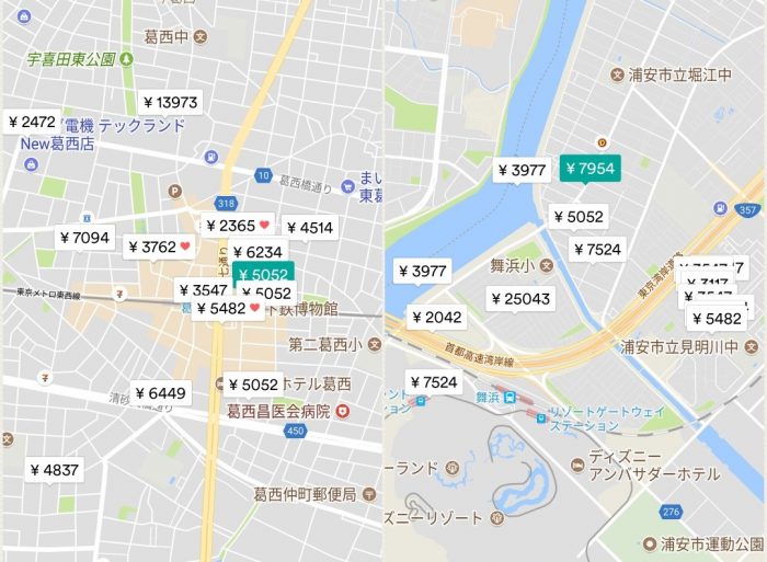 ディズニー民泊分布図