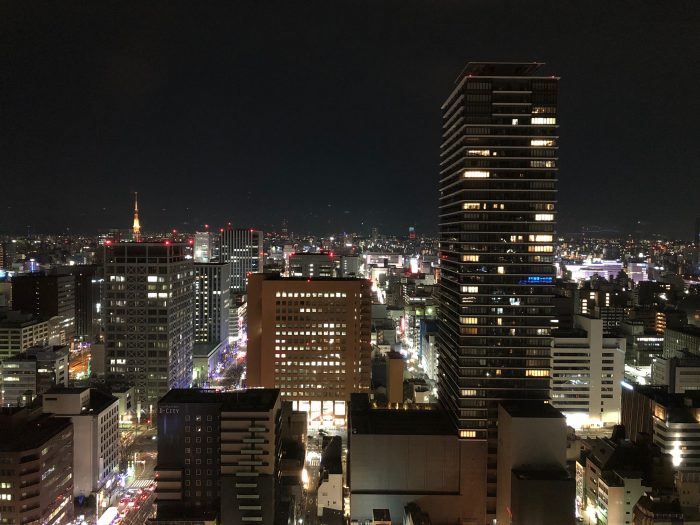 ヒルトン名古屋プレミアムエグゼクティブキングルーム27階2709号室からの夜景